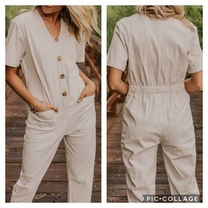 New Roolee Rockford Natural Jumpsuit Small